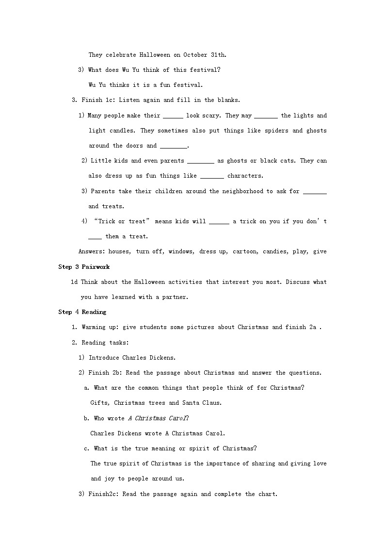 Unit 2 I think that mooncakes are delicious！（第4课时）教案 （新版）人教新目标版02