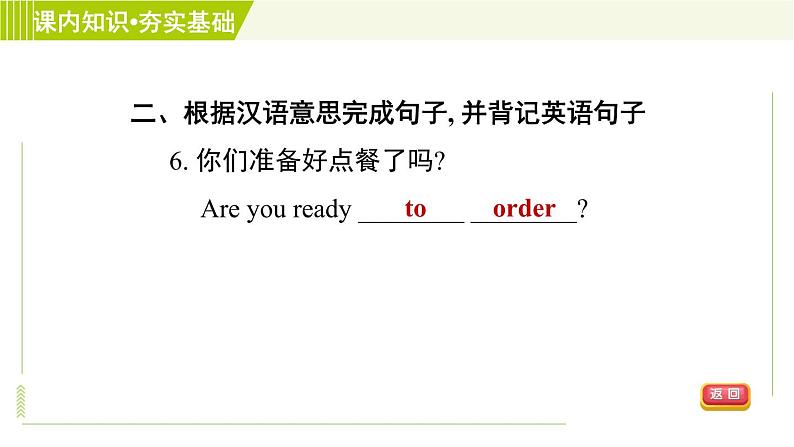 冀教版七年级上册英语习题课件 Unit4 Lesson 22 In the Restaurant第8页