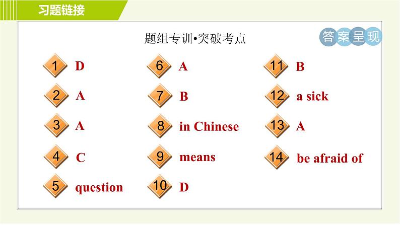 冀教版七年级上册英语习题课件 Unit3 Lesson 14 Colours and Feelings03