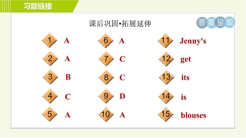 冀教版七年级上册英语习题课件 Unit2 Lesson 7 Jenny's New Skirt04