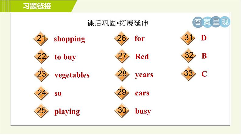 冀教版七年级上册英语习题课件 Unit4 Lesson 23 The Corner Store06