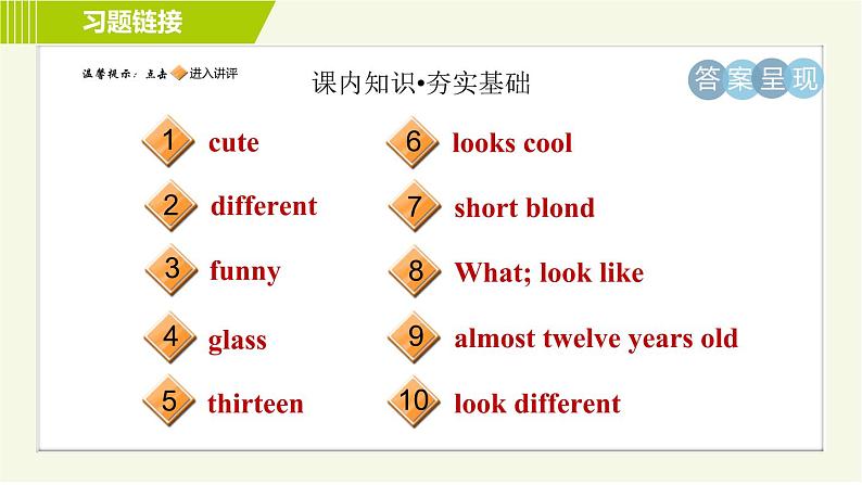 冀教版七年级上册英语习题课件 Unit3 Lesson 18 We All Look Different!02