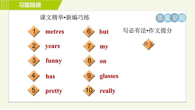 冀教版七年级上册英语习题课件 Unit3 Lesson 18 We All Look Different!06