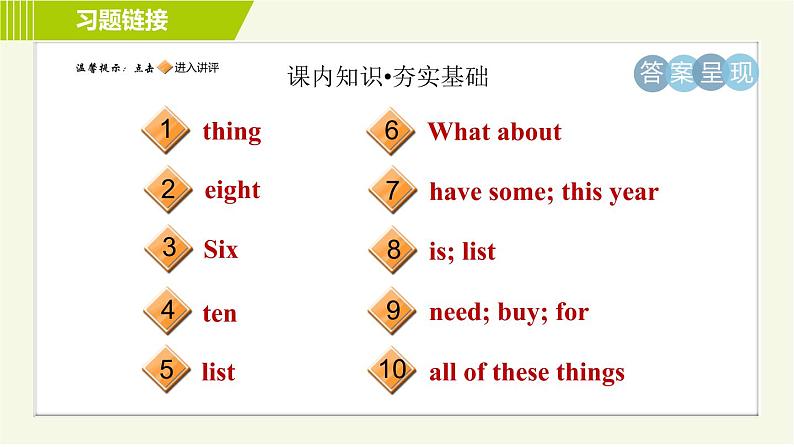 冀教版七年级上册英语习题课件 Unit1 Lesson 6 Things for School02