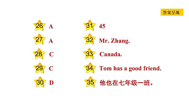 冀教版七年级上册英语习题课件 Unit1 Lesson 3　　Welcome to Our School04