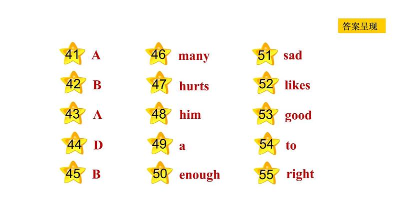 冀教版七年级上册英语习题课件 Unit3 Lesson 16　　Happy or Sad05