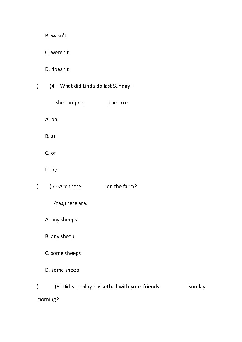人教版七年级下册英语课课练 Unit12 What did you do last weekend？ Section A(1a-2c)02
