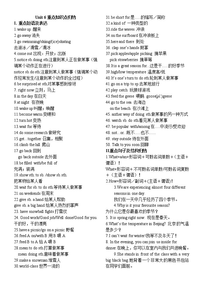 Unit 6 重点知识点梳理01