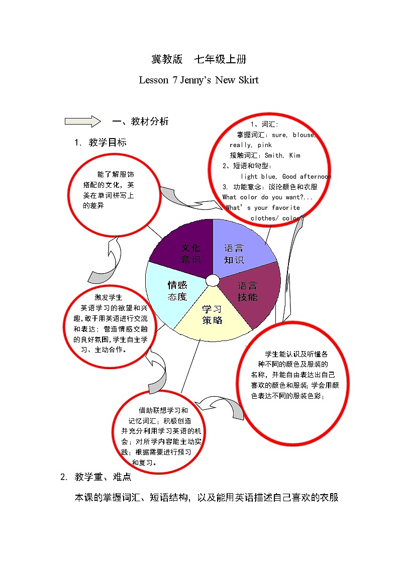 冀教版七年级上册英语教案 Unit2 Lesson 701