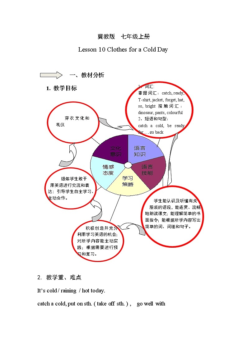 冀教版七年级上册英语教案 Unit2 Lesson 10第1页
