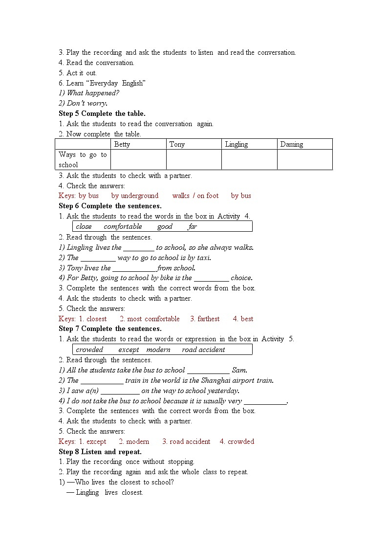 外研版八年级英语上册Module 4 Unit 1教案02