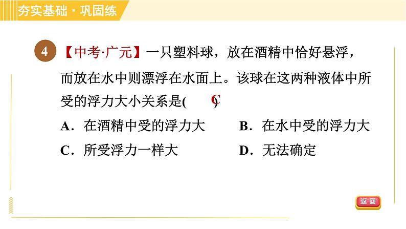 华师版B本八年级上册科学 第3章习题课件08