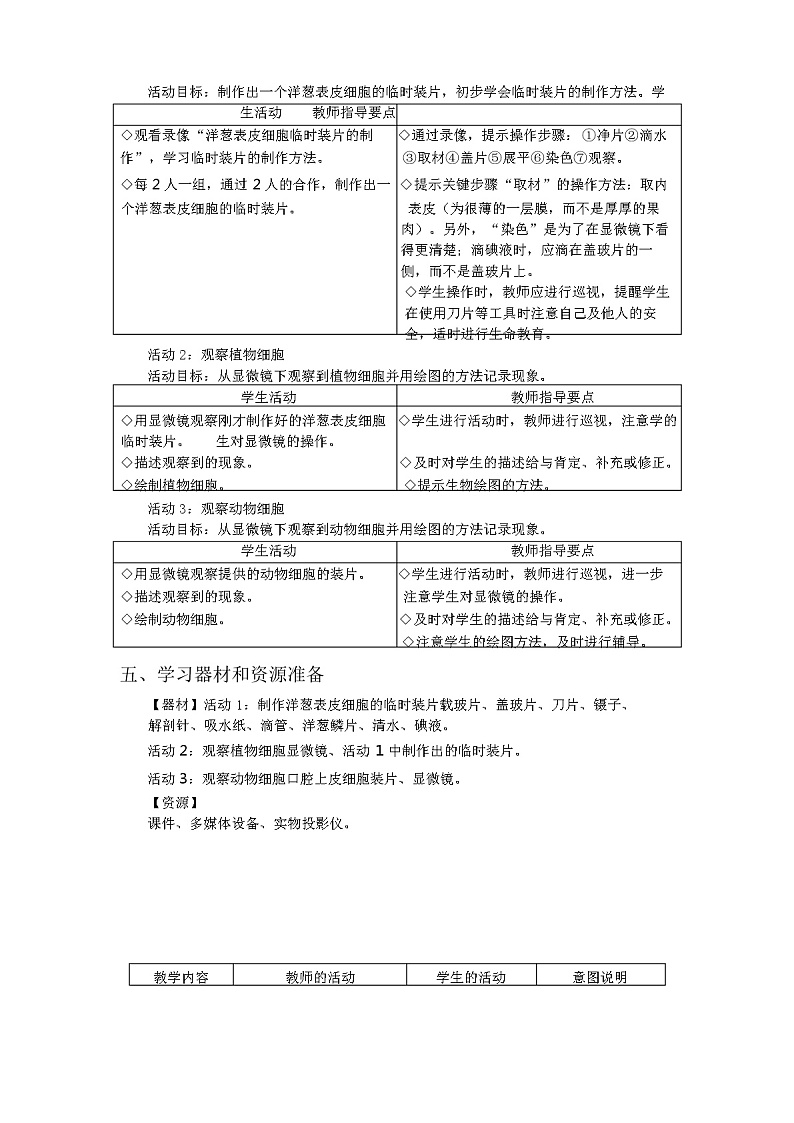 3.1.2 生物的基本单位——细胞的结构 教案02