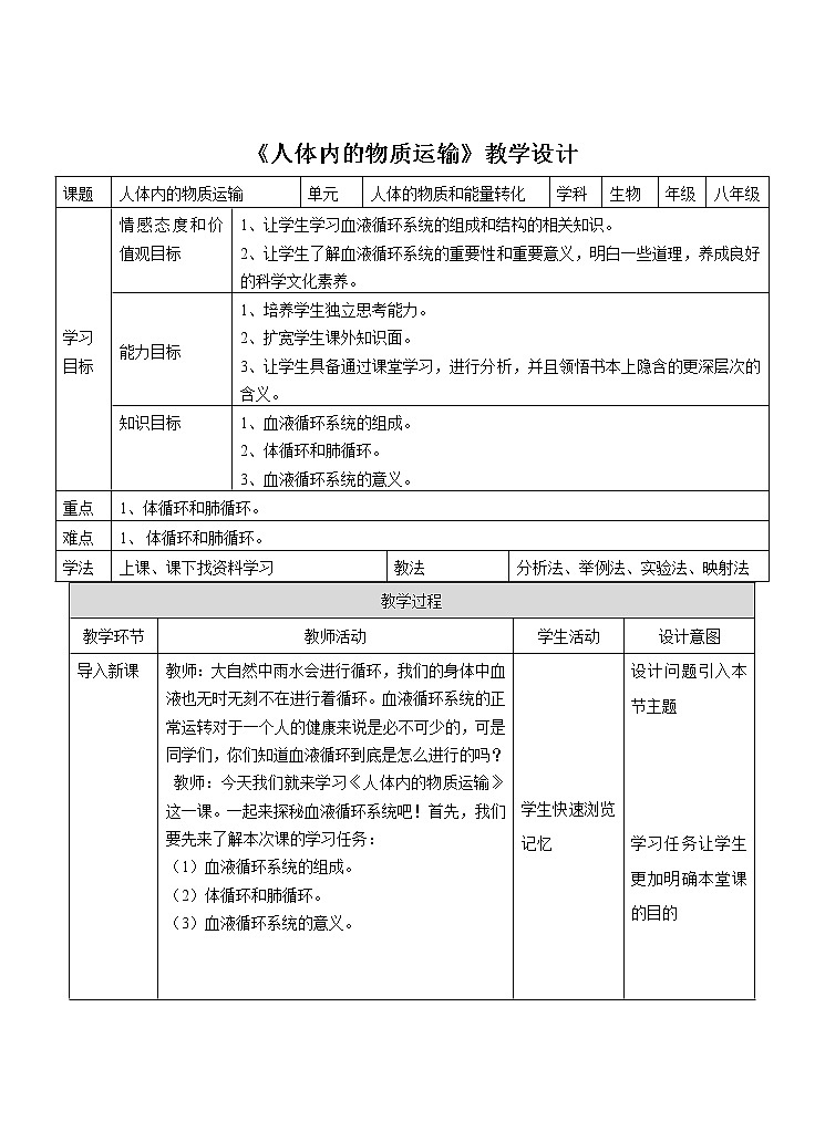 5.3人体内的物质运输 第3课时（课件+教案+练习）01