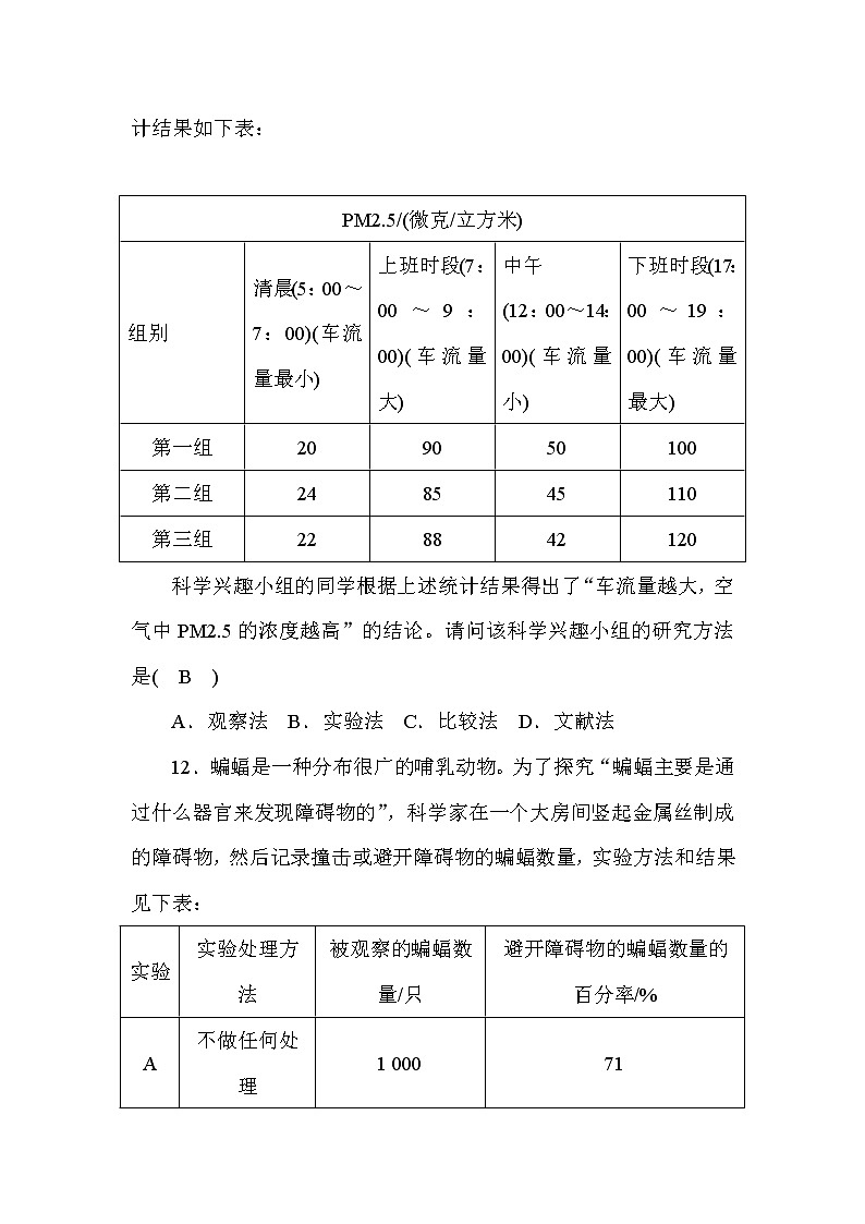 (华东师大版）2020年七年级上科学 走进科学 1探索奇妙的自然界（含答案） 试卷03