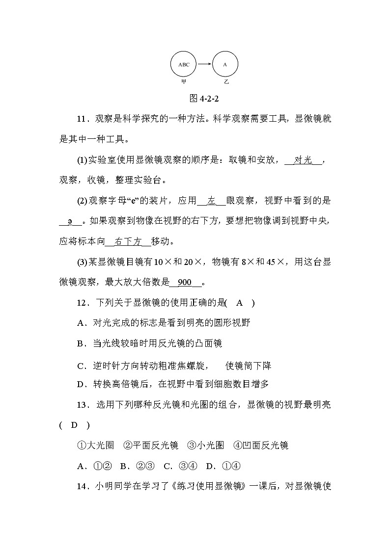 (华东师大版）2020年七年级上科学 2 细胞 第1课时（含答案） 试卷03