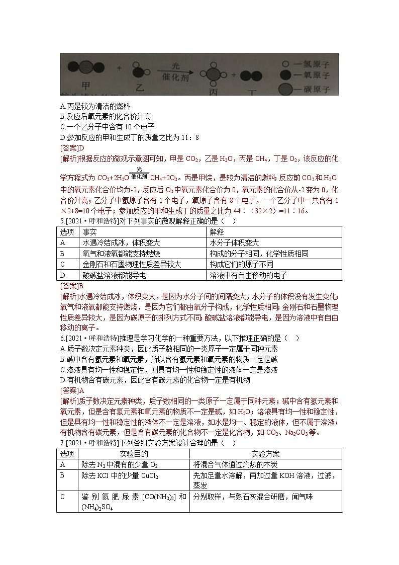 2021年内蒙古呼和浩特市中考试卷真题(word版,含答案与解析)02