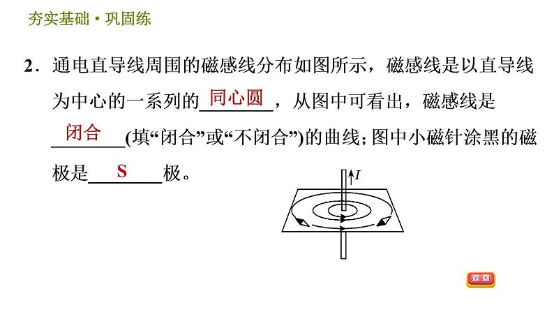 华师版八年级下册科学习题课件 第5章 5.2.1  直线电流的磁场005