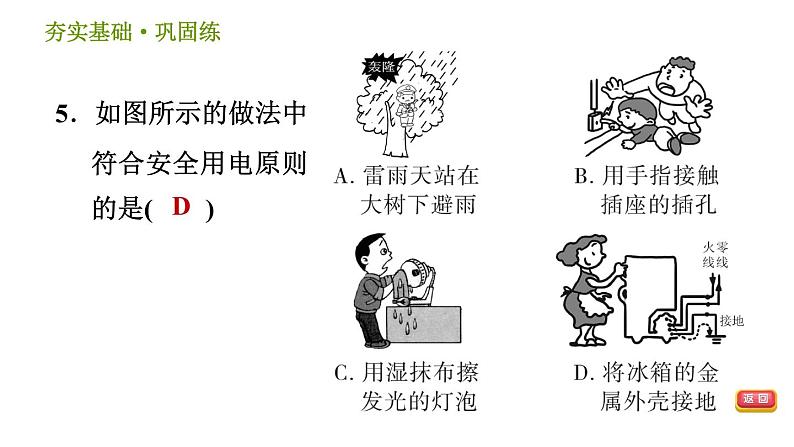 浙教版八年级下册科学习题课件 第1章 1.7 电的安全使用08