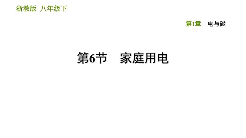 浙教版八年级下册科学习题课件 第1章 1.6 家庭用电01