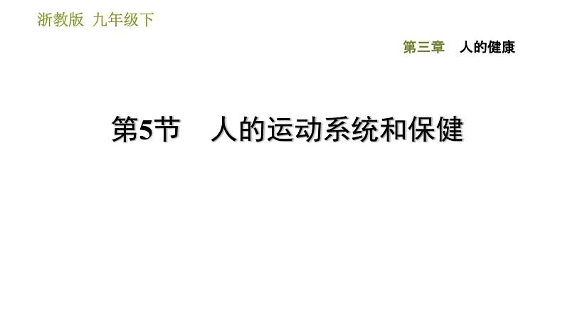 浙教版九年级下册科学课件 第3章 3.5 人的运动系统和保健第1页