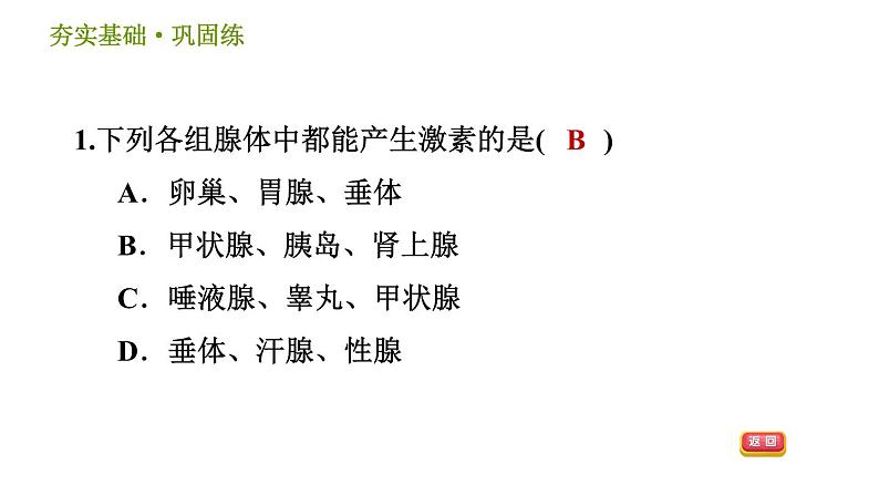 浙教版八年级上册科学习题课件 第3章 3.2 人体的激素调节04