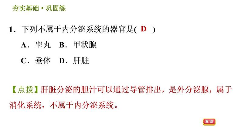 华师版八年级下册科学习题课件 第7章 7.3  人体生命活动的激素调节004