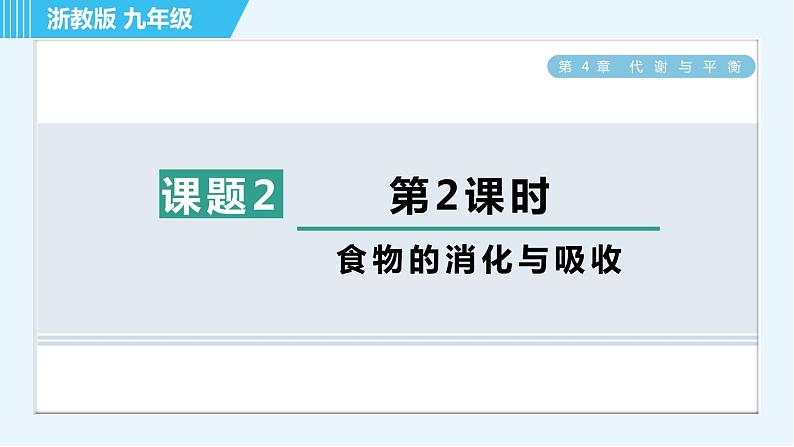 浙教版九年级全一册科学习题课件 第4章 4.2.2食物的消化与吸收第1页