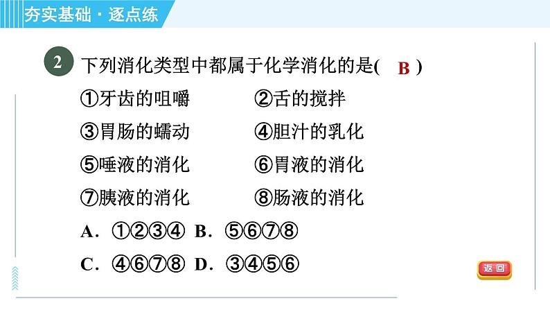 浙教版九年级全一册科学习题课件 第4章 4.2.2食物的消化与吸收第4页