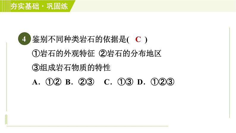 浙教版A本七年级上册科学习题课件 第3章 3.3组成地壳的岩石08