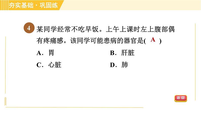华师版B本八年级上册科学习题课件 第5章 5.1.1 消化系统的组成和口腔、胃内的消化第7页
