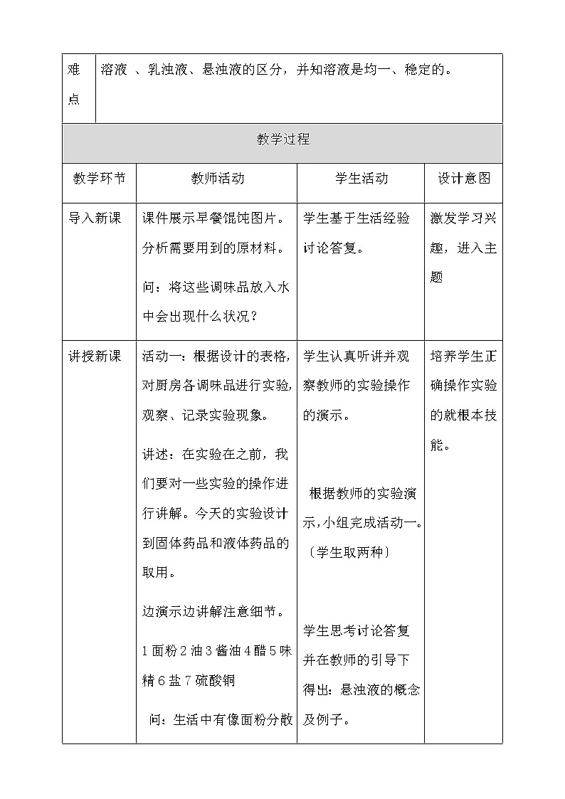 浙教版科学八年级上册 1.4 物质在水中的分散状况教案02