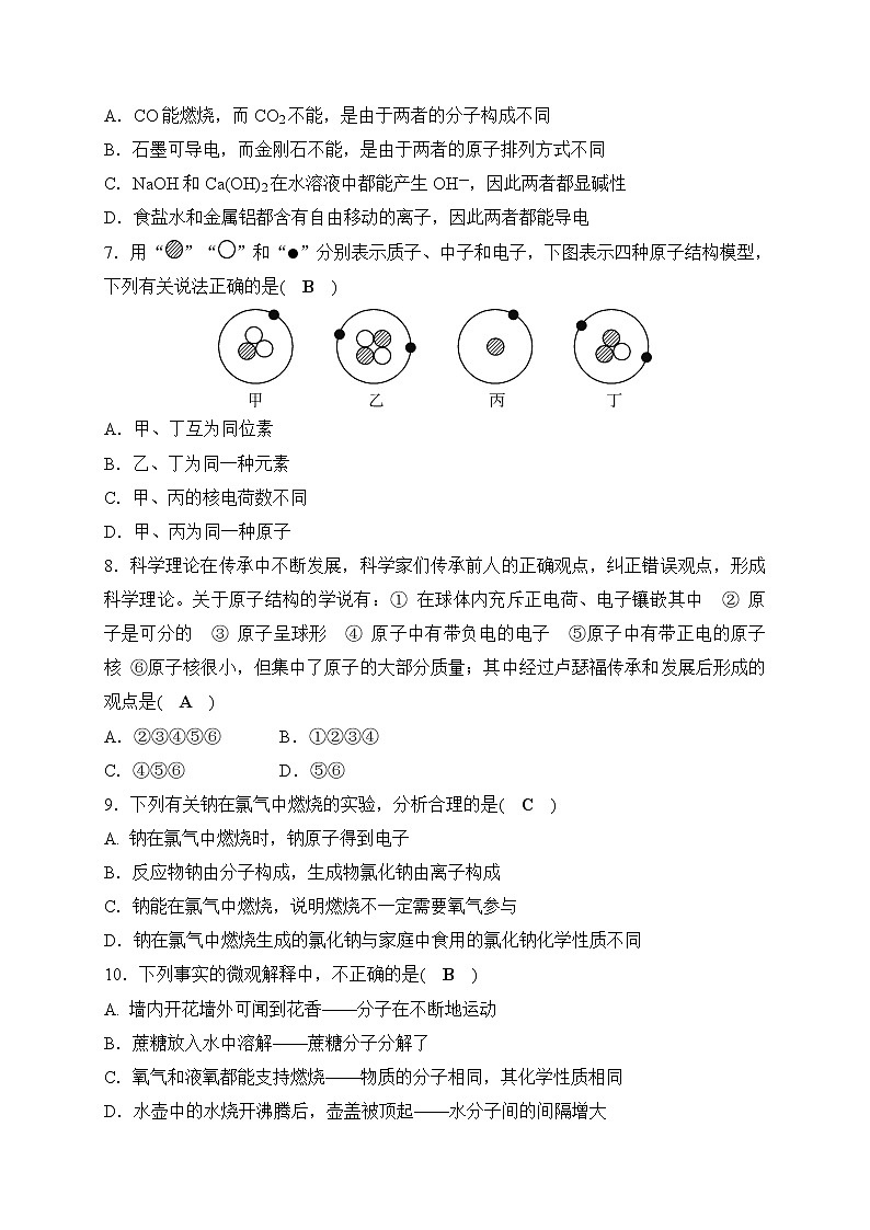 备战2022 中考科学 一轮复习 第3部分 第1讲　构成物质的微粒　元素及化合价 同步练习02