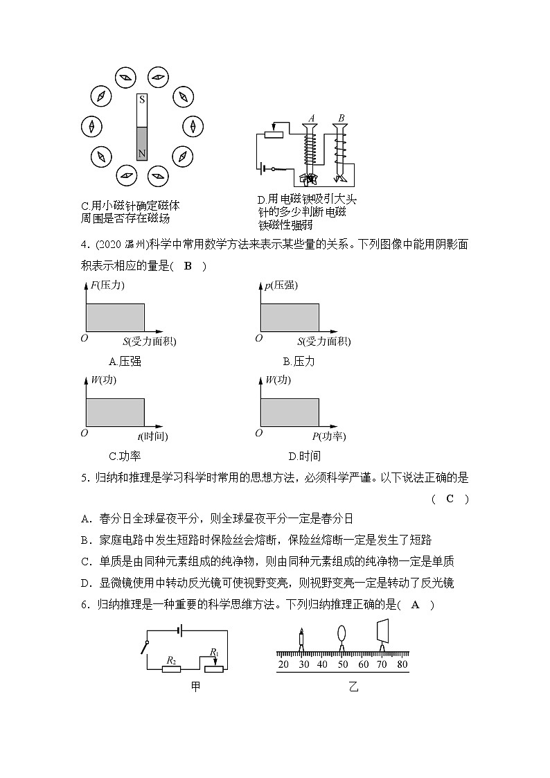 备战2022 中考科学 一轮复习 第1部分 第2讲   科学探究的方法与原则 同步练习02
