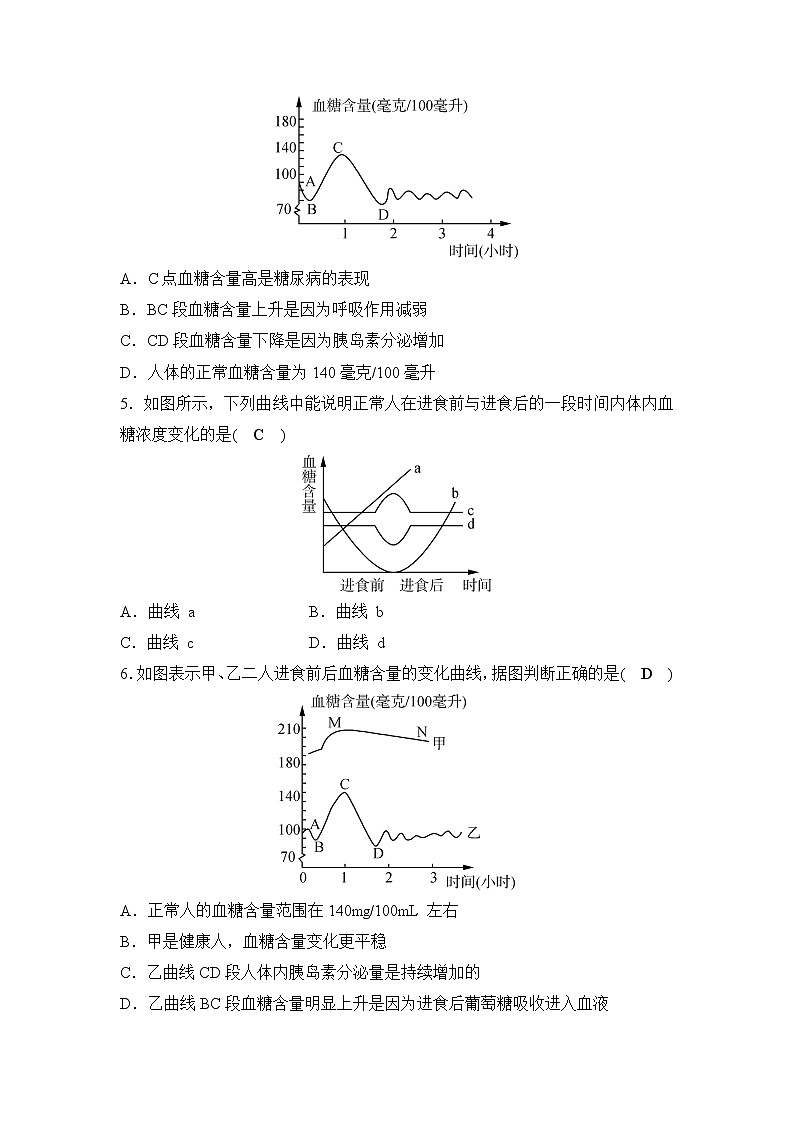 备战2022 中考科学 一轮复习 第2部分 第8讲　生命活动的调节—巩固练习（教师版）第2页