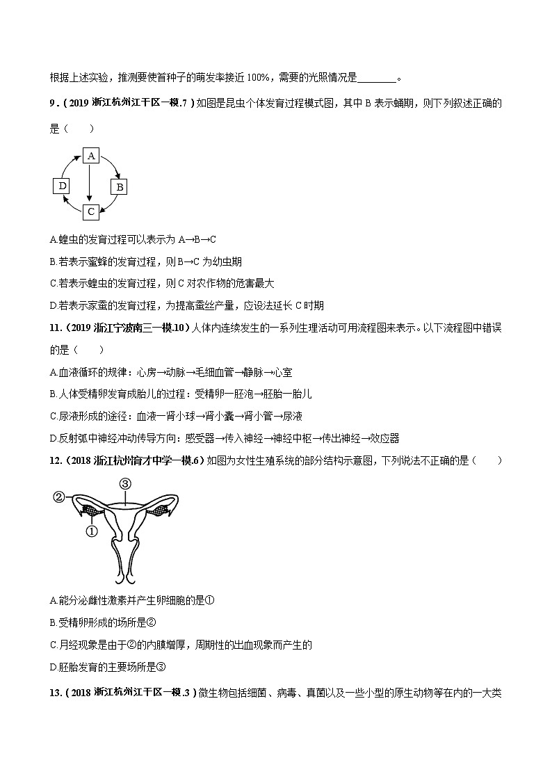 备战2022 中考科学 重难点练习 专题1.6 生物的生殖和发育（学生版） 第3页