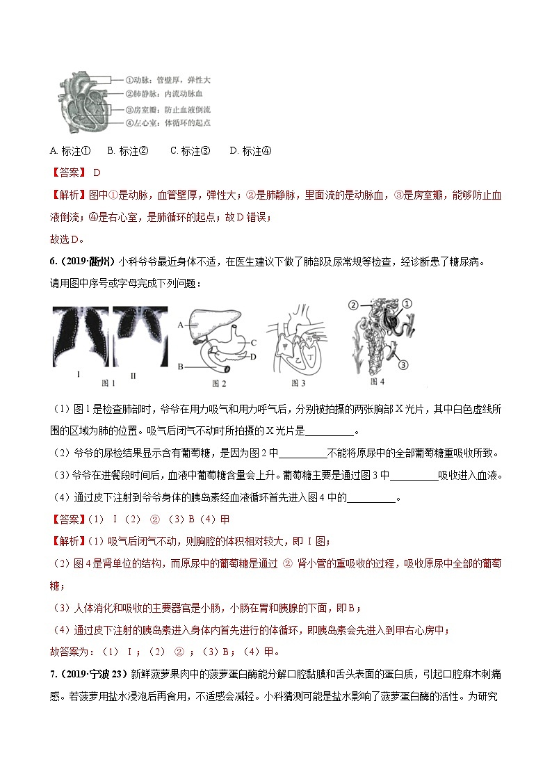 备战2022 中考科学 重难点练习 专题1.4 人体的新陈代谢（教师版） 第3页