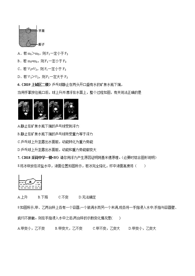 备战2022 中考科学 重难点练习 专题2.9 浮力（学生版） 第2页