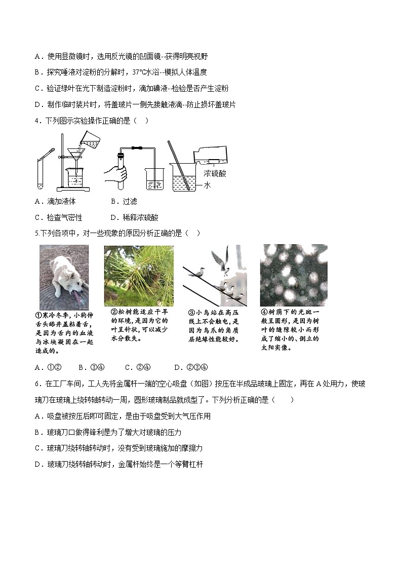 备战2022 中考科学 浙江初中毕业升学考试模拟试卷7（学生版）第2页