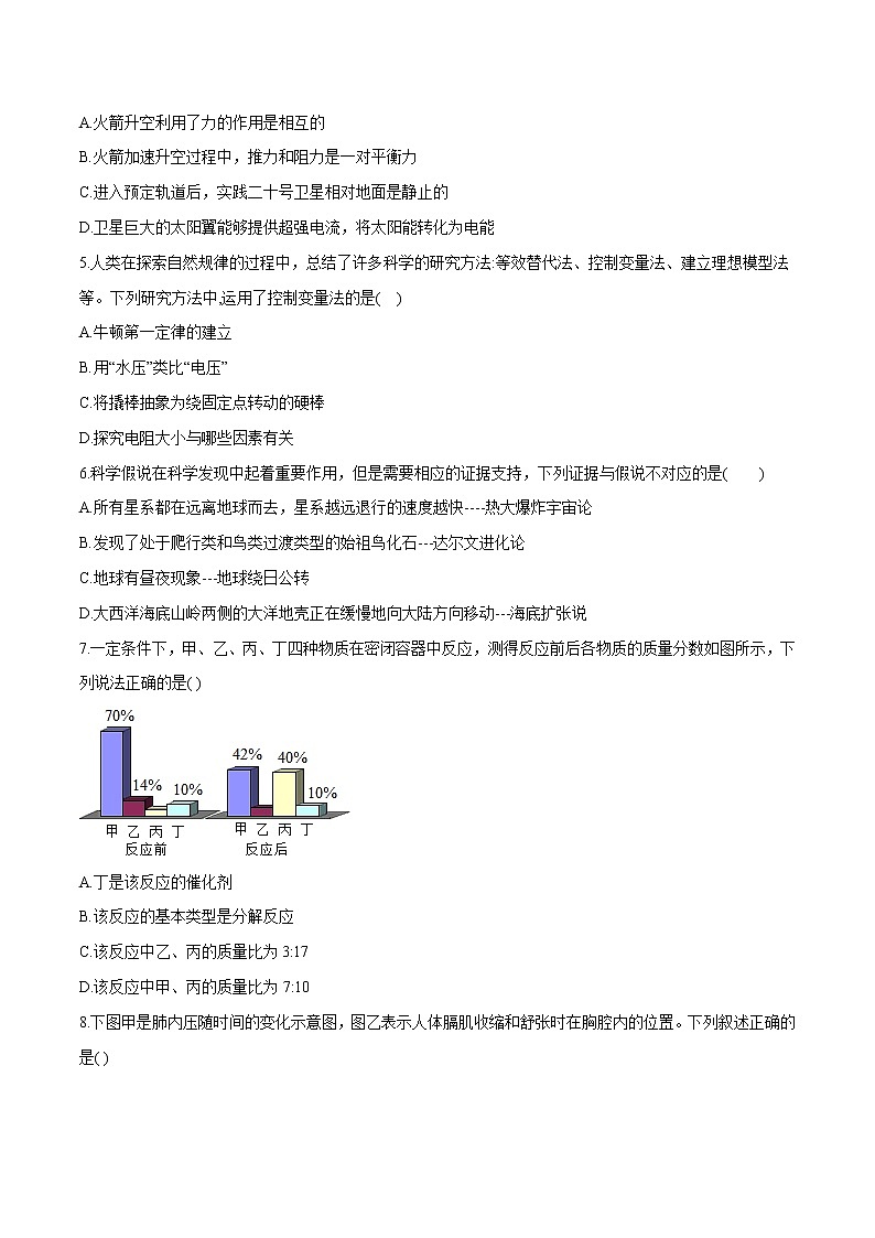 备战2022 中考科学 浙江初中毕业升学考试模拟试卷5（学生版）第2页