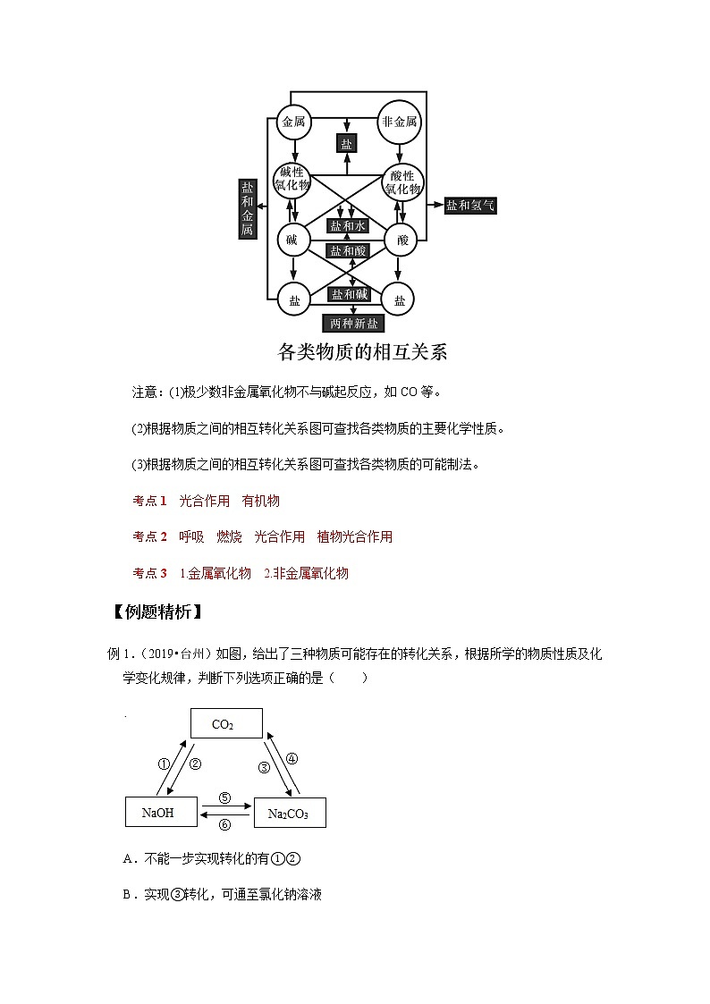备战2022 中考科学  精讲精练 专题36 元素的循环和物质的转化（教师版）第2页
