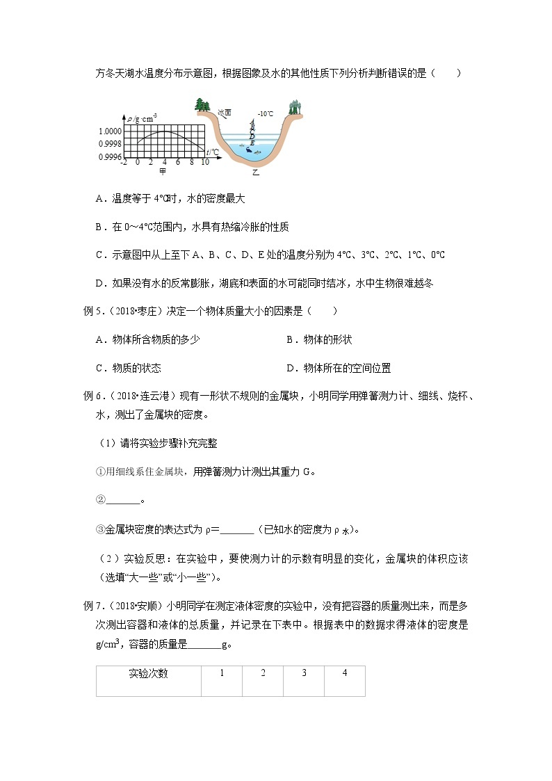 备战2022 中考科学  精讲精练 专题13 物质的密度（学案）03