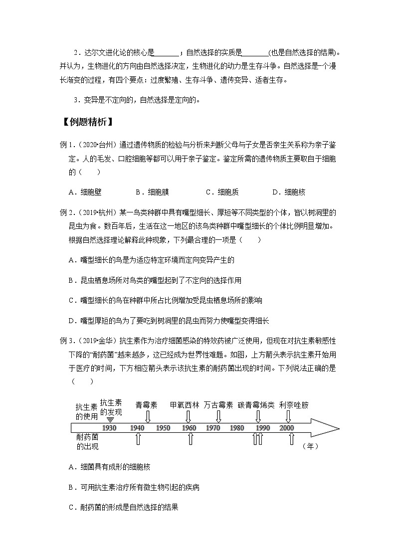 备战2022 中考科学  精讲精练 专题10 遗传与进化（学生版） 第3页