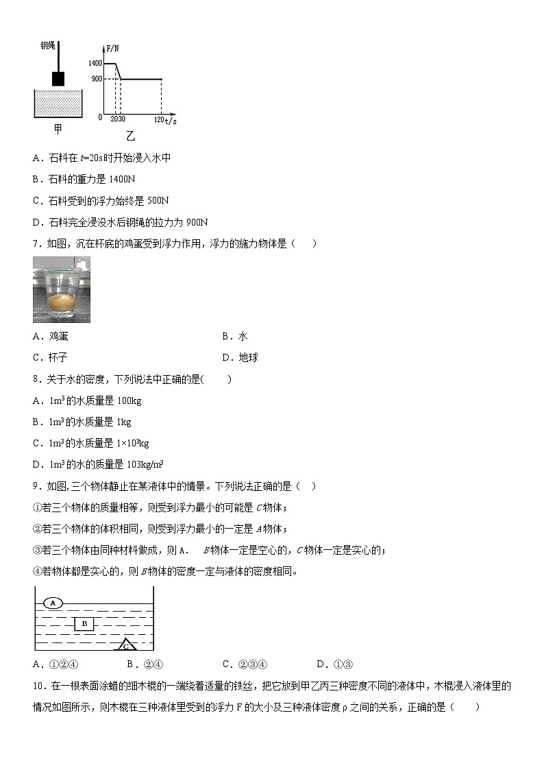 第三章浮力课后基础（4）2020-2021学年华师大版八年级上册练习题02