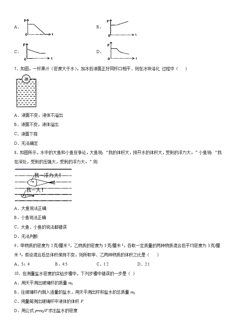 第三章浮力课后巩固（3）2020-2021学年华师大版八年级上册练习题第2页