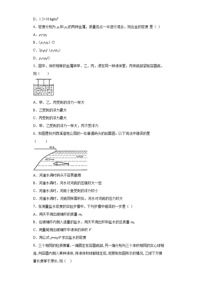 第三章浮力拓展拔高（2）2020-2021学年华师大版科学八年级上册练习题02