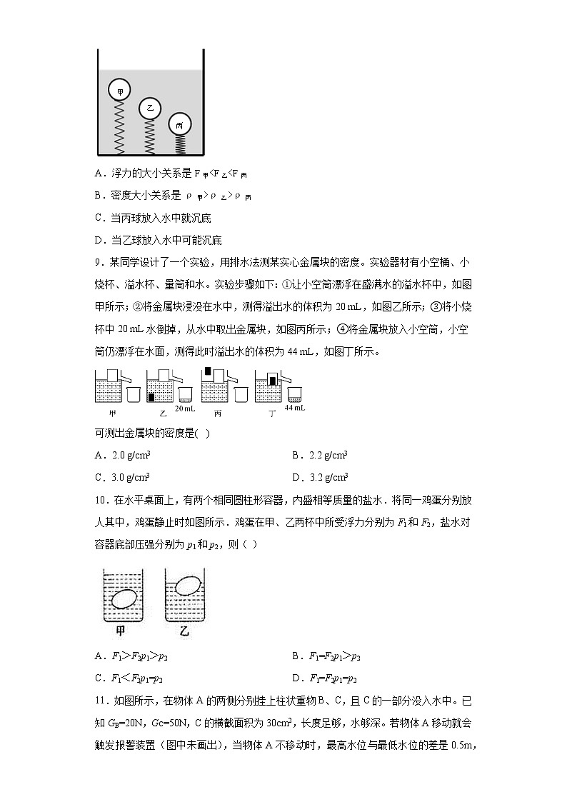 第三章浮力拓展拔高（2）2020-2021学年华师大版科学八年级上册练习题03