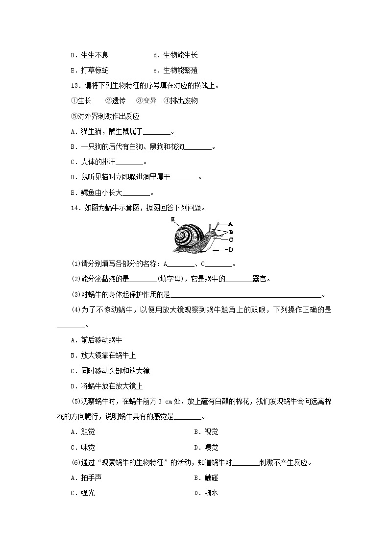 浙教版  七年级上册2.1 生物与非生物练习题03