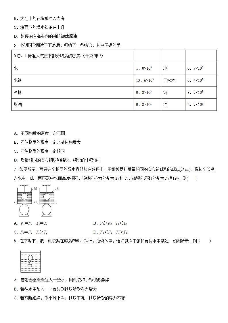 第三章浮力拓展拔高（2）2020-2021学年华师大版科学八年级上册练习题02