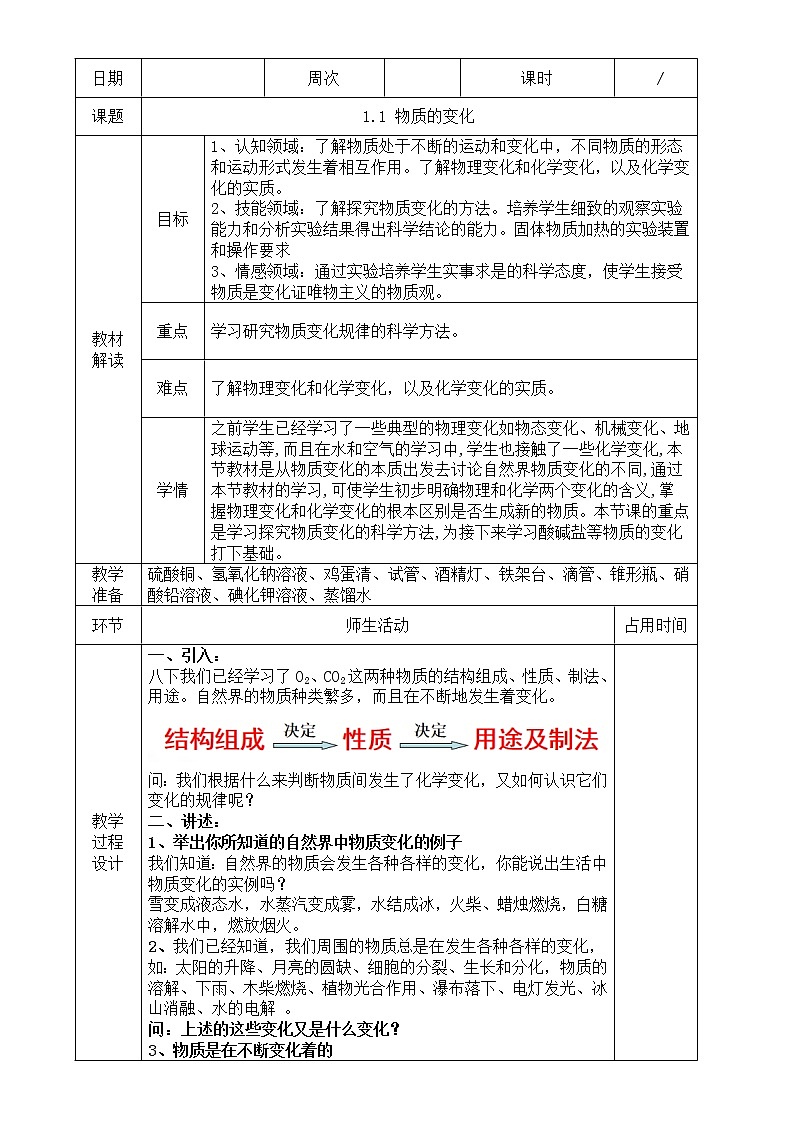 浙教版科学九年级上册  1.1 物质的变化课件PPT+教案+练习01
